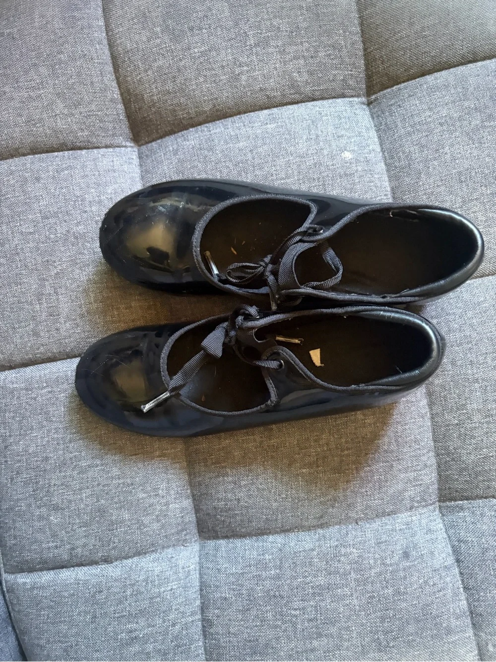 Girls Black Patent Mary Jane Shoes with Tie